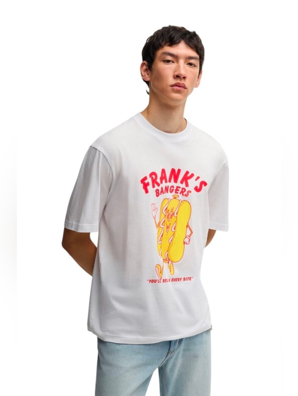 $58 Hugo Boss Mens Nugotacos Logo Graphic Logo T-Shirt
